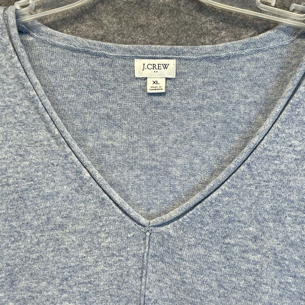 J. CREW Sweater Women's XL‎ Heather Blue V-Neck Pullover Long Sleeve Wool Blend - Picture 3 of 11